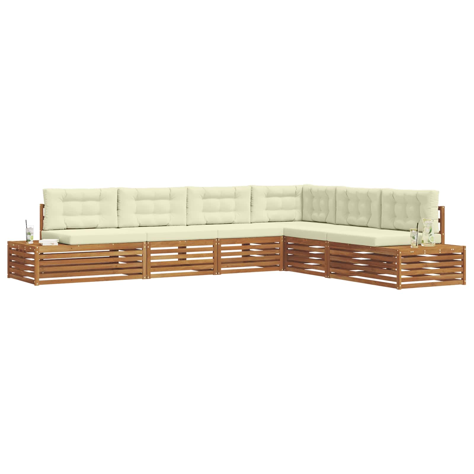 Set di divani da esterno con cuscino 6 Pezzo Naturale e Crema | homemem39