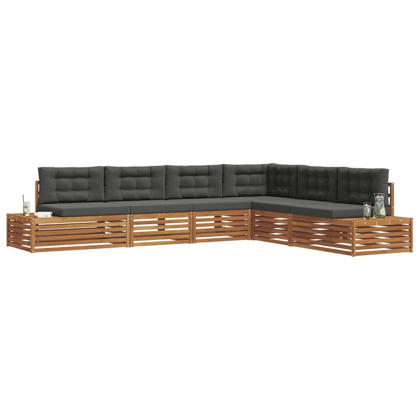 Set di divani da esterno 6 Pezzo Naturale e Antracite | homemem39