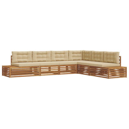Set di divani da esterno con cuscino 6 Pezzo Naturale e Beige