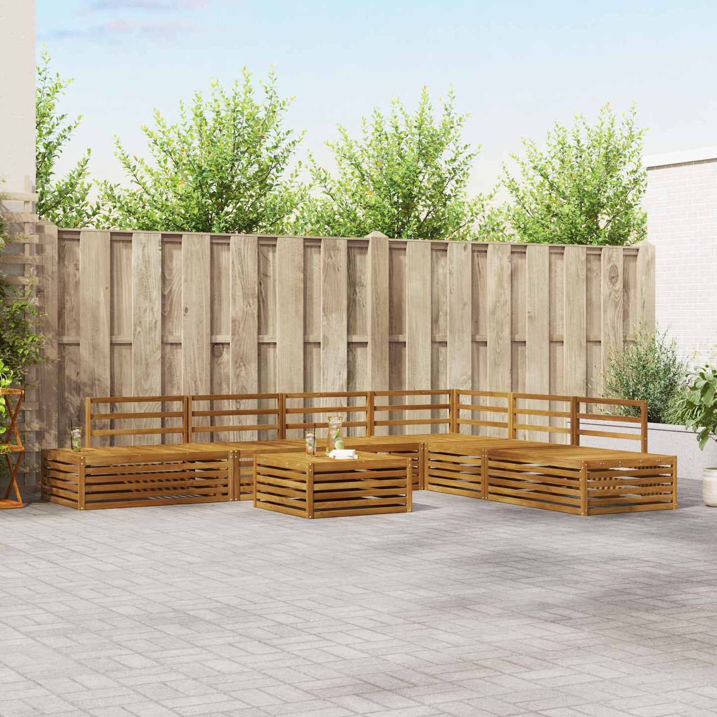 11 pz Set di divani da esterno Legno di Acacia Massello Marrone