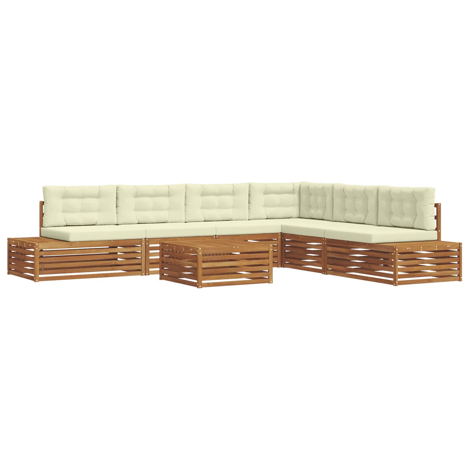 Set di divani da esterno con cuscino 7 Pezzo Naturale e Crema | homemem39