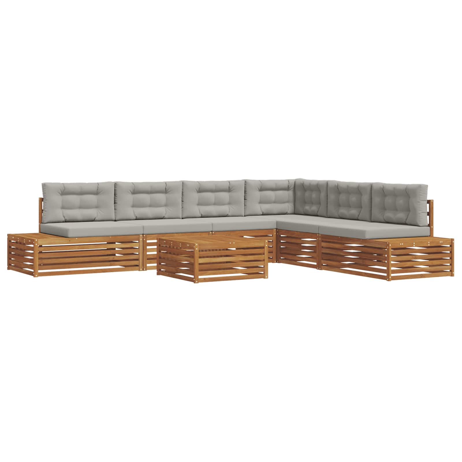 Set di divani da esterno 7 Pezzo Grigio Naturale e Chiaro | homemem39