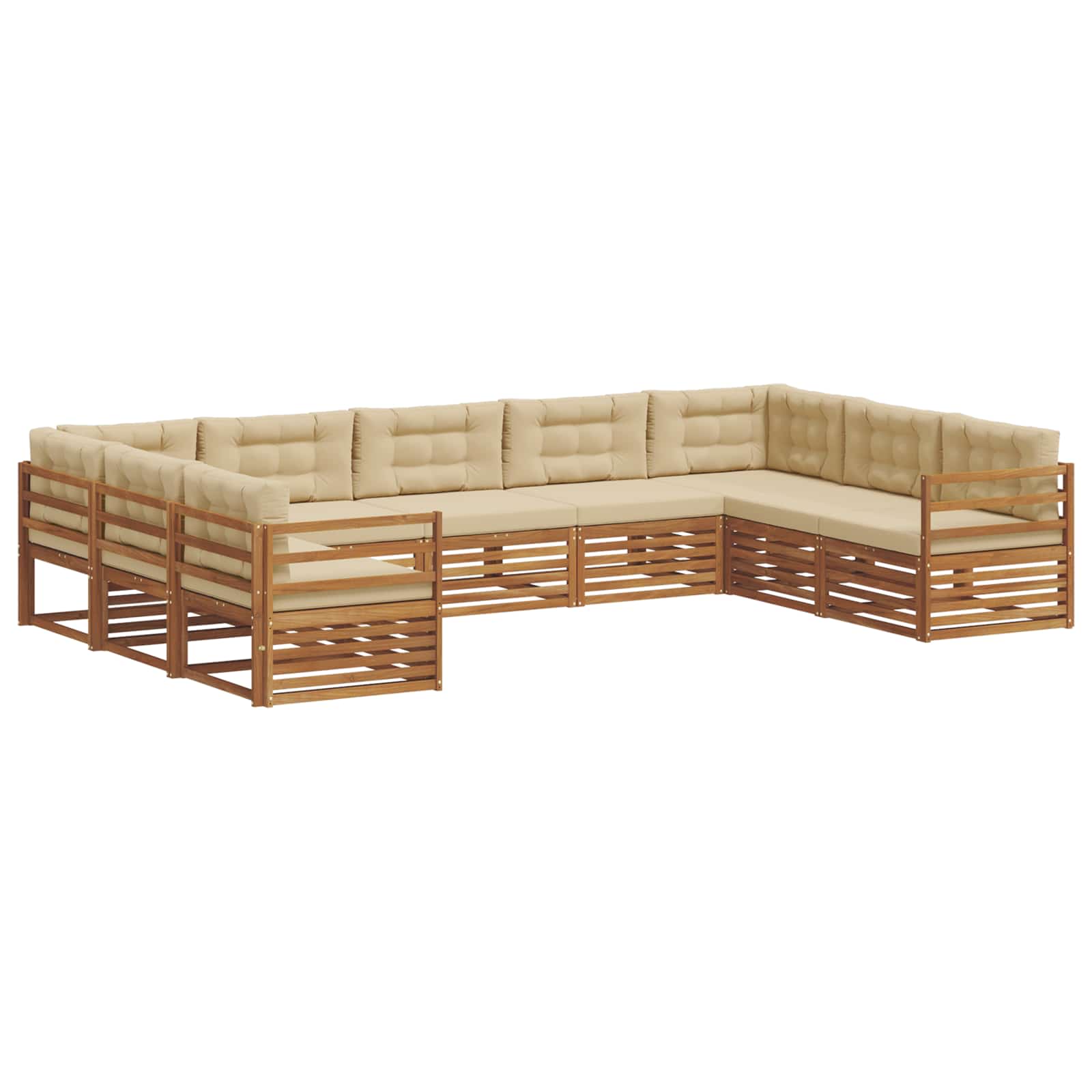 Set di divani da esterno con cuscino 9 pcs Naturale e Beige | homemem39