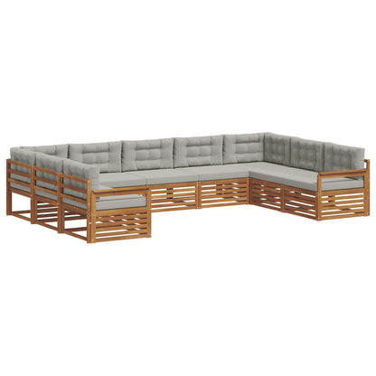 Set di divani da esterno 9 pcs Grigio Naturale e Chiaro | homemem39