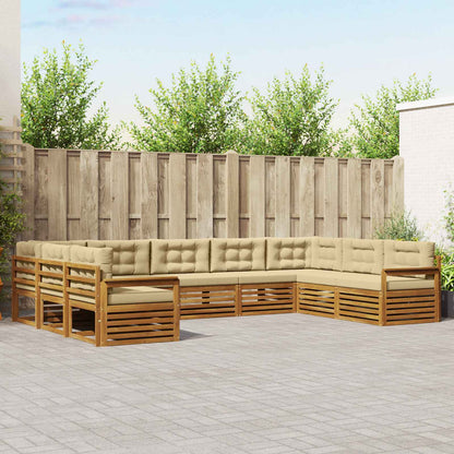 Set di divani da esterno con cuscino 9 pcs Naturale e Beige | homemem39