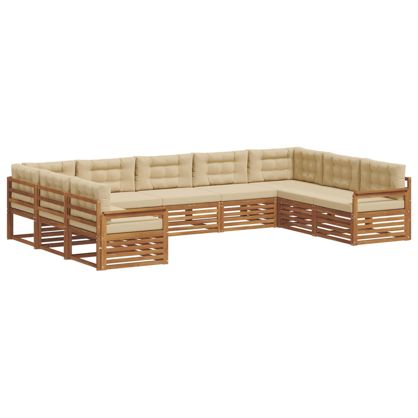 Set di divani da esterno con cuscino 9 pcs Naturale e Beige