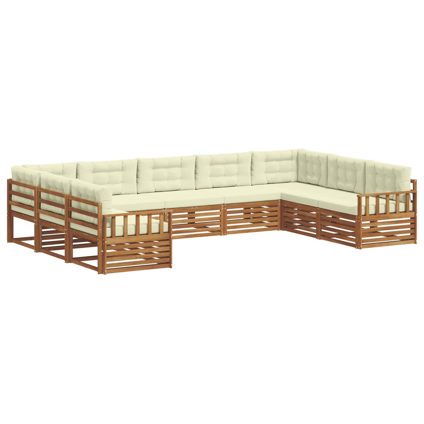 Set di divani da esterno con cuscino 9 pcs Naturale e Crema