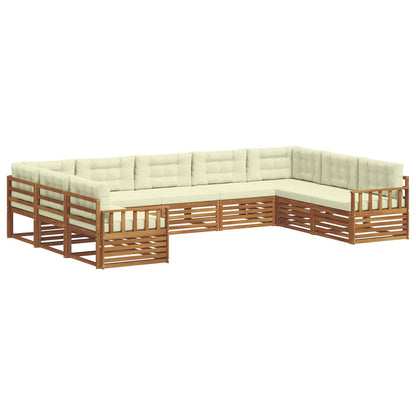Set di divani da esterno con cuscino 9 pcs Naturale e Crema