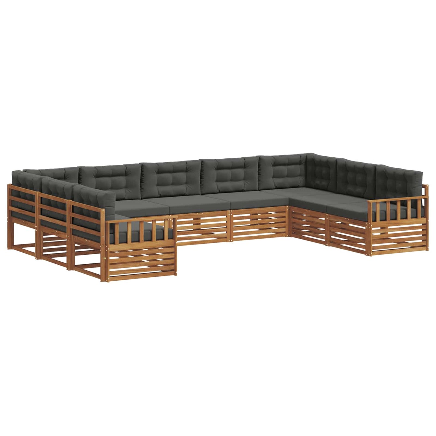 Set di divani da esterno con cuscino 9 pcs Naturale e Antracite
