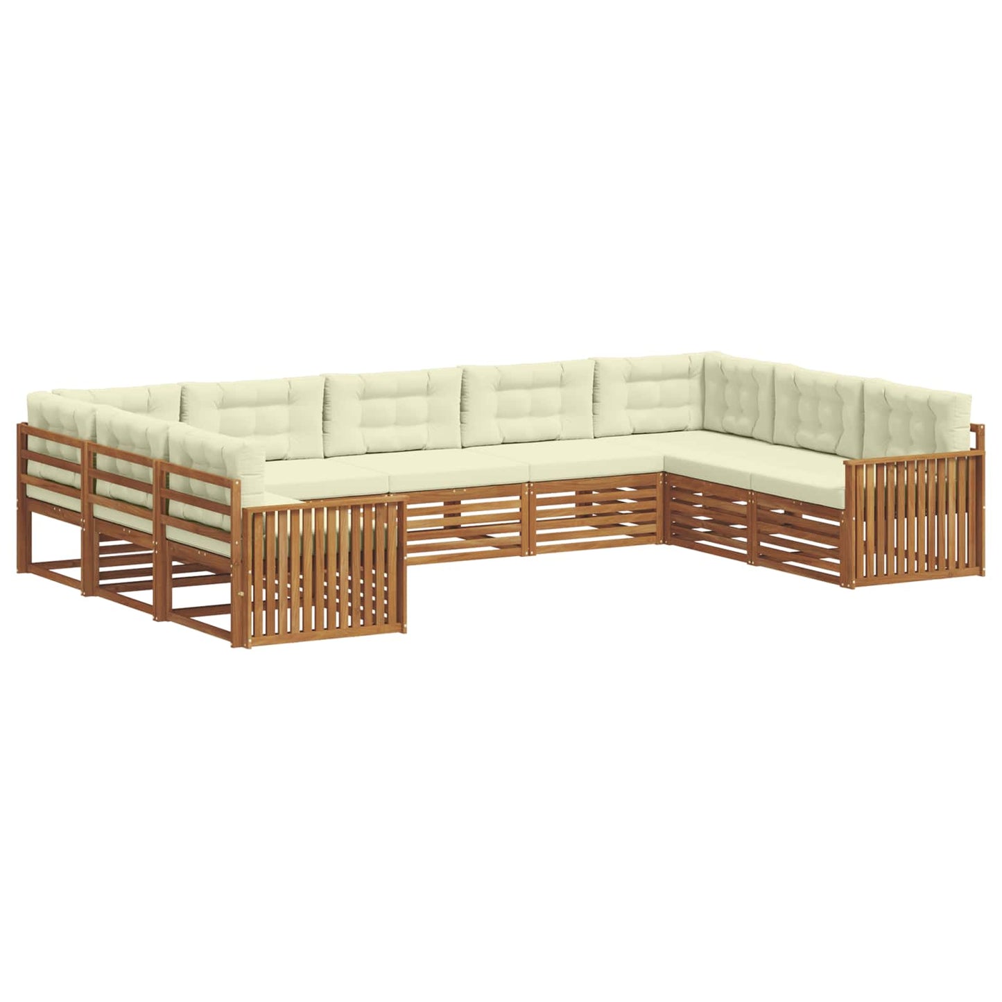 Set di divani da esterno con cuscino 9 pcs Naturale e Crema | homemem39