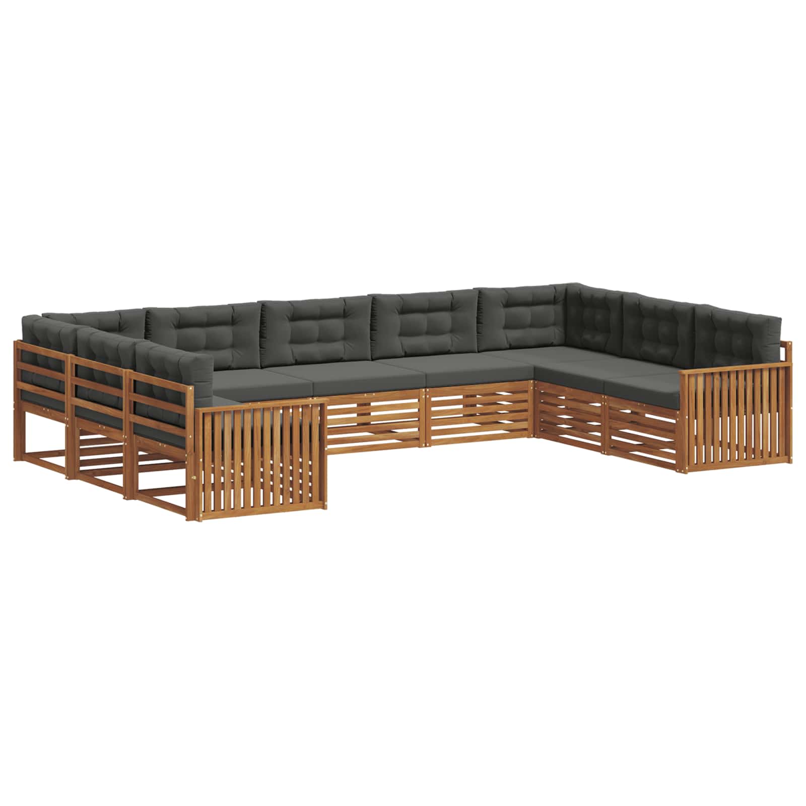 Set di divani da esterno con cuscino 9 pcs Naturale e Antracite | homemem39