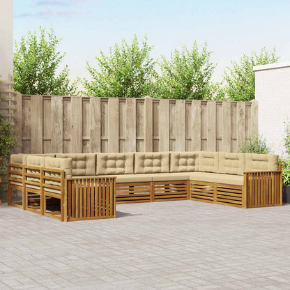 Set di divani da esterno con cuscino 9 pcs Naturale e Beige