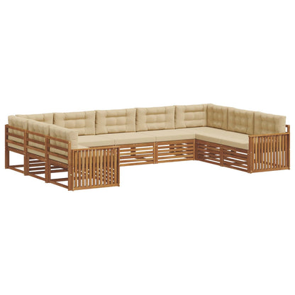 Set di divani da esterno con cuscino 9 pcs Naturale e Beige