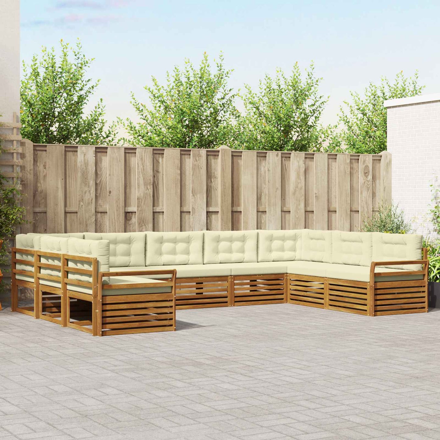 Set di divani da esterno con cuscino 9 pcs Naturale e Crema