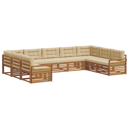 Set di divani da esterno con cuscino 9 pcs Naturale e Beige | homemem39