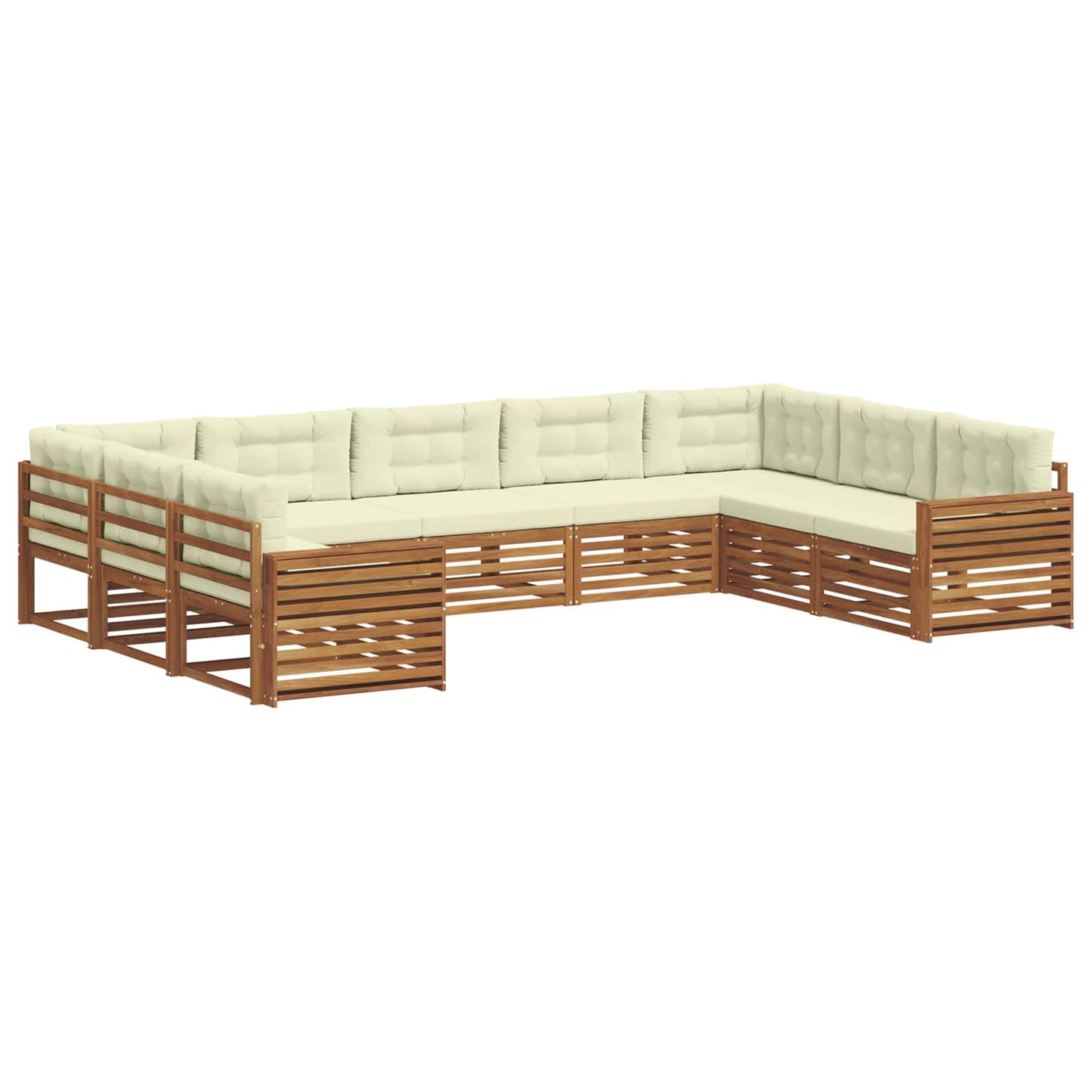Set di divani da esterno con cuscino 9 pcs Naturale e Crema | homemem39