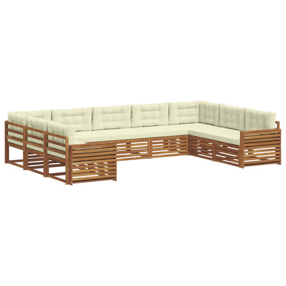 Set di divani da esterno con cuscino 9 pcs Naturale e Crema | homemem39