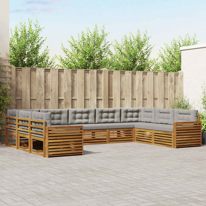 Set di divani da esterno 9 pcs Grigio Naturale e Chiaro