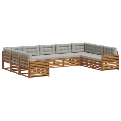 Set di divani da esterno 9 pcs Grigio Naturale e Chiaro