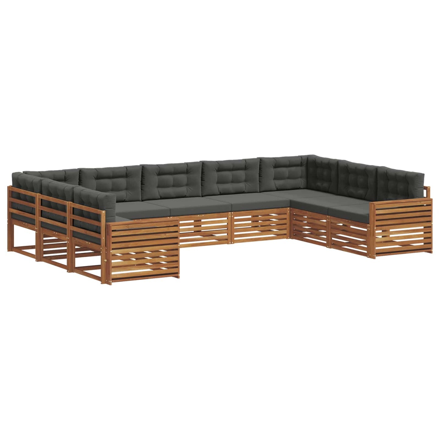 Set di divani da esterno con cuscino 9 pcs Naturale e Antracite | homemem39