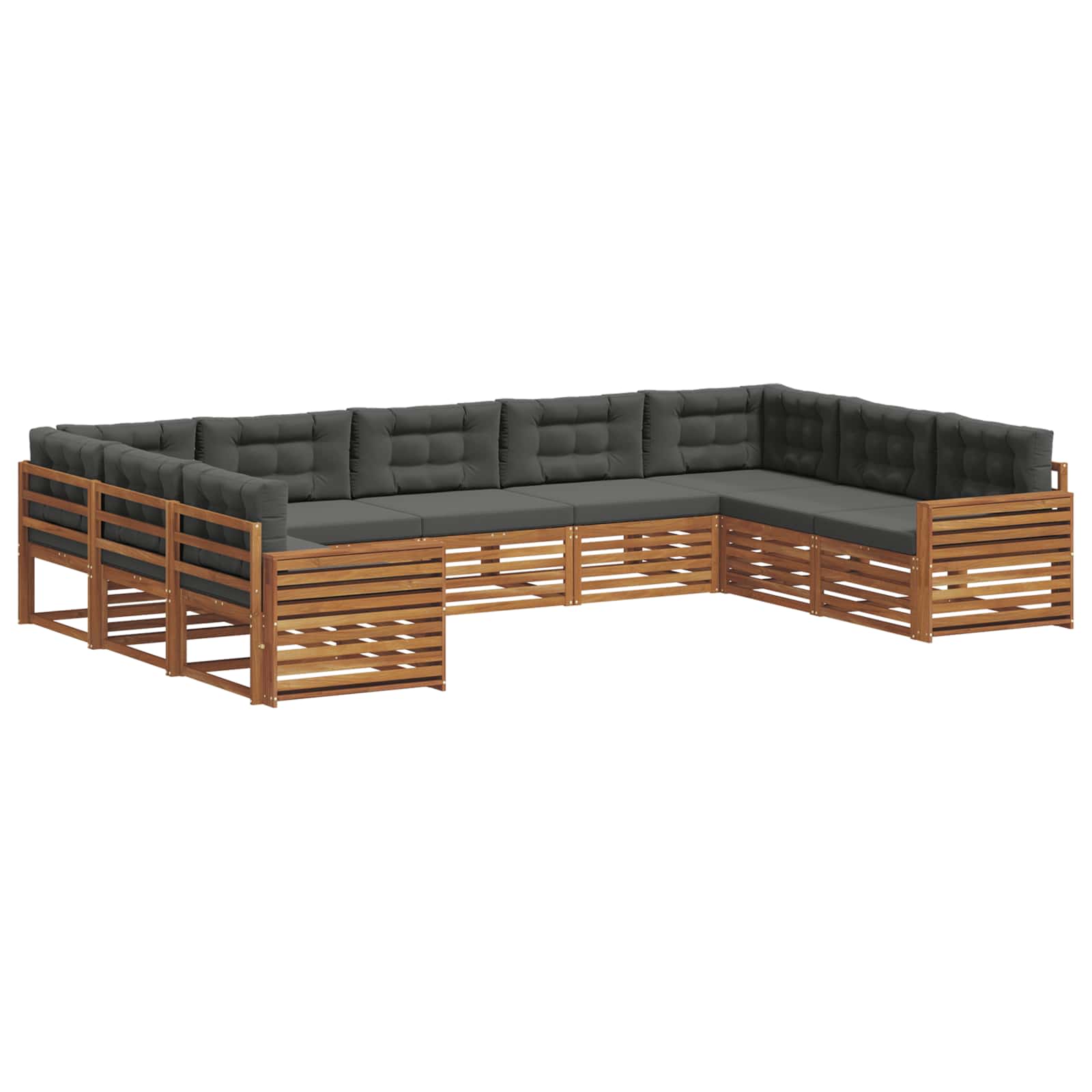 Set di divani da esterno con cuscino 9 pcs Naturale e Antracite | homemem39