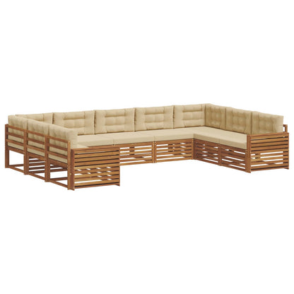 Set di divani da esterno con cuscino 9 pcs Naturale e Beige | homemem39