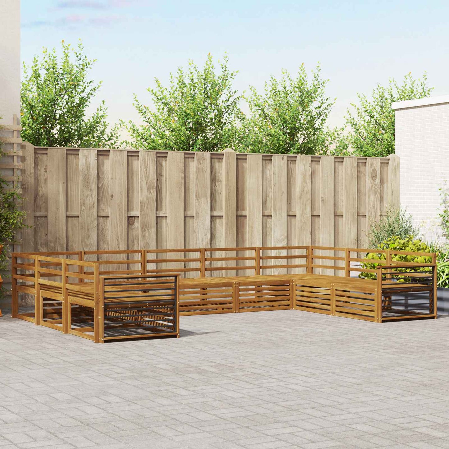 Set divani 9 pcs Naturale Legno di Acacia Massello | homemem39