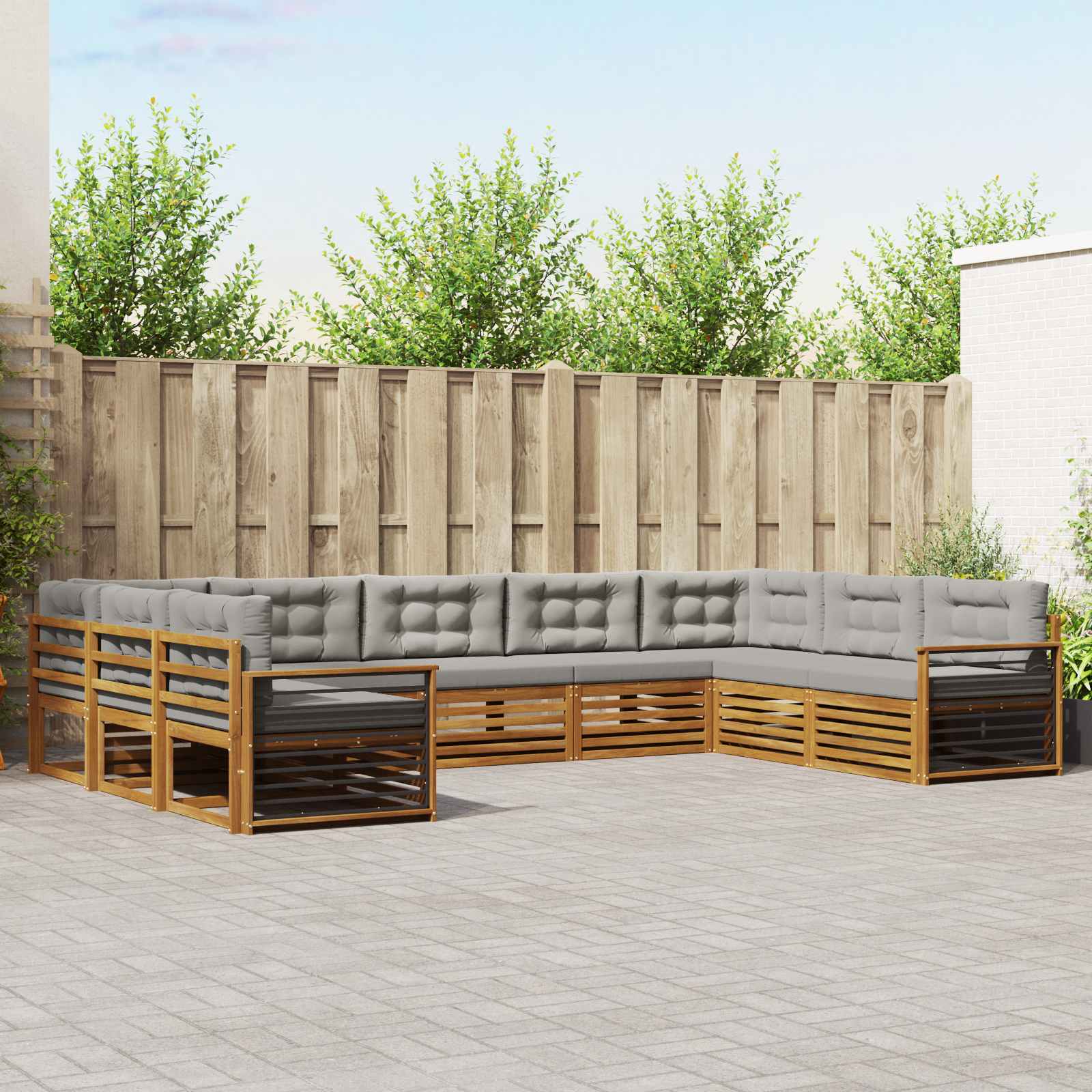 Set di divani da esterno 9 pcs Grigio Naturale e Chiaro | homemem39