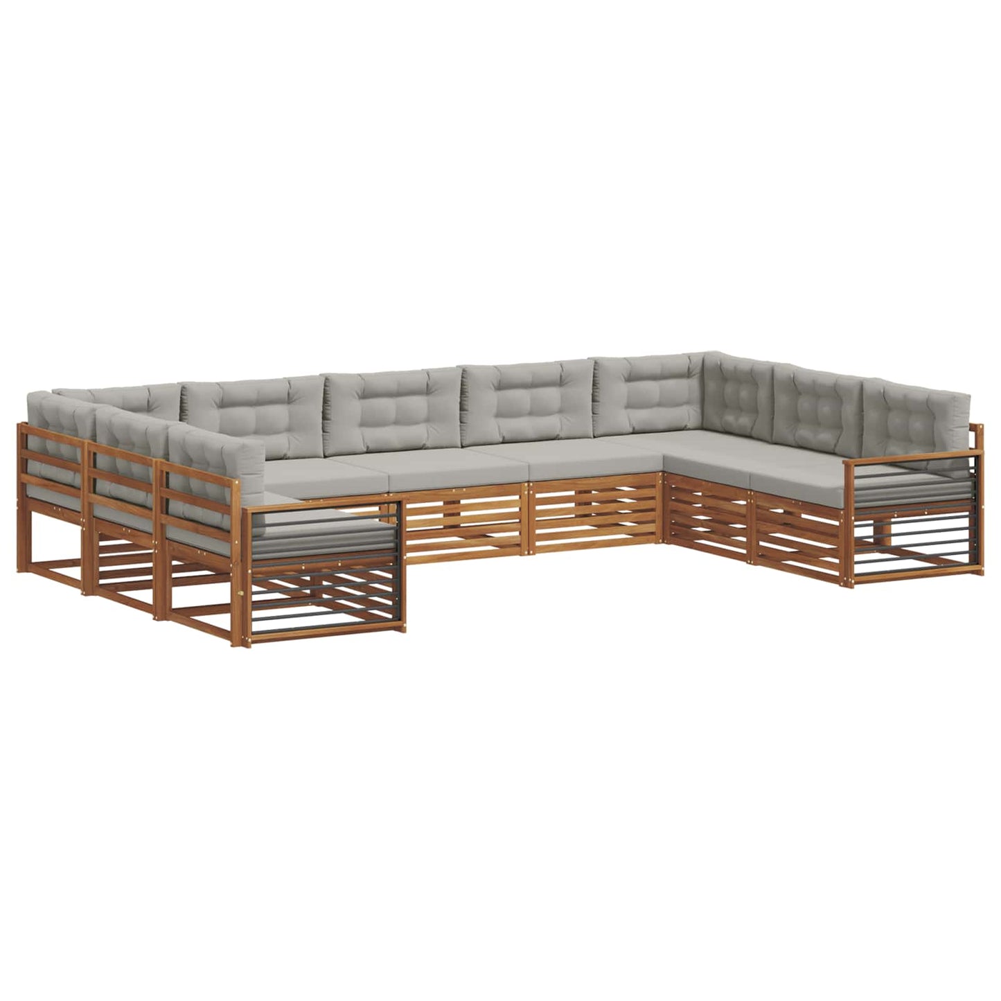 Set di divani da esterno 9 pcs Grigio Naturale e Chiaro | homemem39