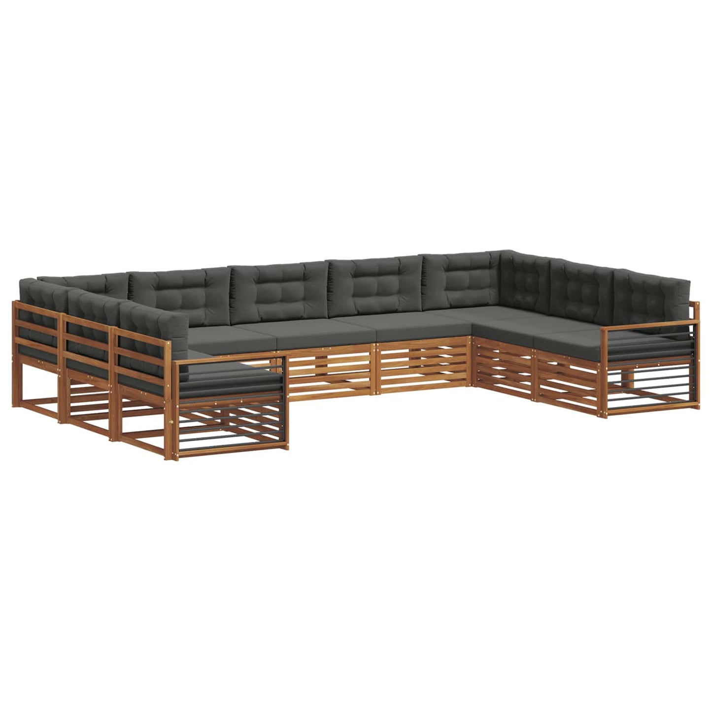 Set di divani da esterno con cuscino 9 pcs Naturale e Antracite | homemem39