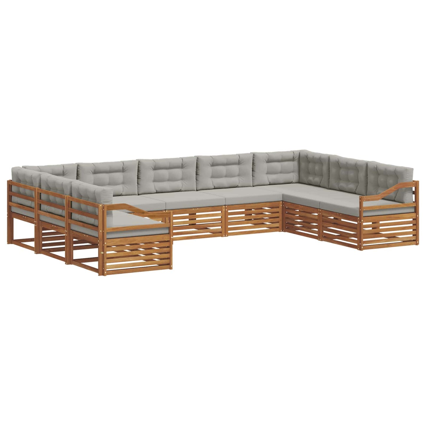 Set di divani da esterno 9 pcs Grigio Naturale e Chiaro | homemem39