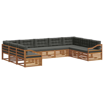 Set di divani da esterno con cuscino 9 pcs Naturale e Antracite | homemem39