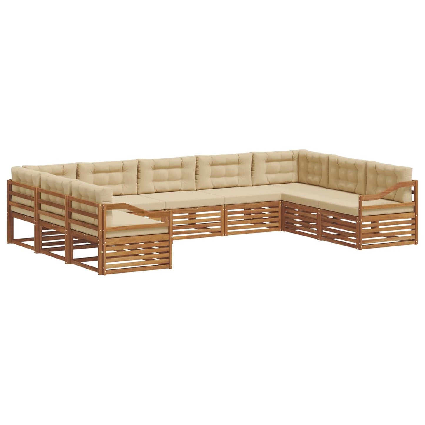 Set di divani da esterno con cuscino 9 pcs Naturale e Beige | homemem39