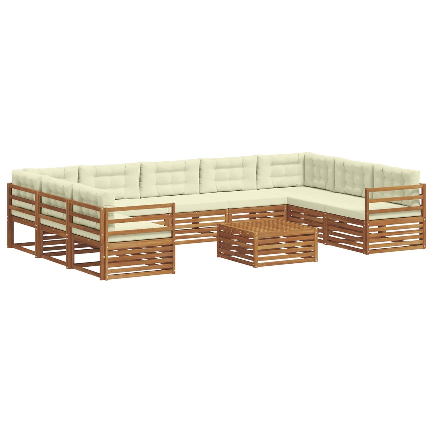 Set di divani da esterno con cuscino 10 pcs Naturale e Crema