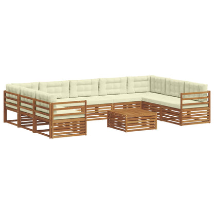 Set di divani da esterno con cuscino 10 pcs Naturale e Crema