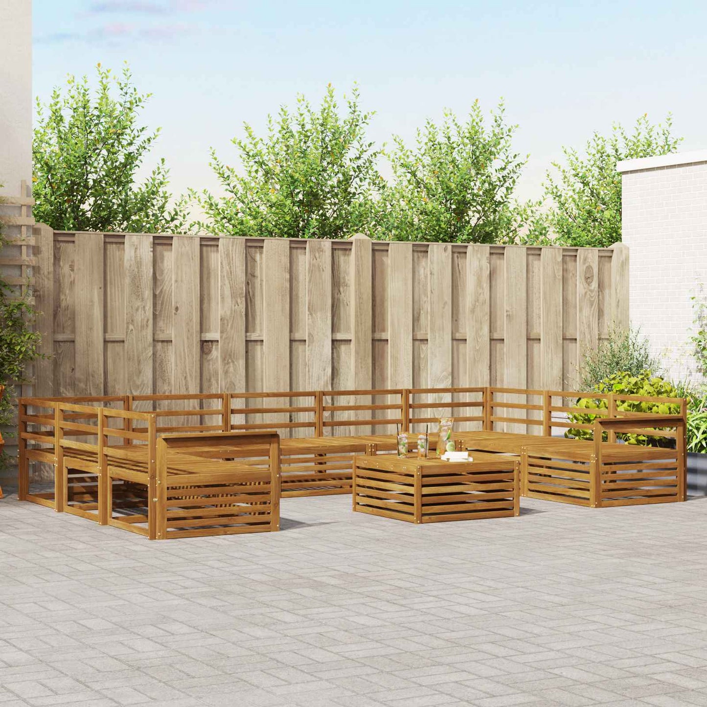 Set di divani da esterno 10 pcs Naturale | homemem39