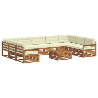 Set di divani da esterno con cuscino 10 pcs Naturale e Crema | homemem39