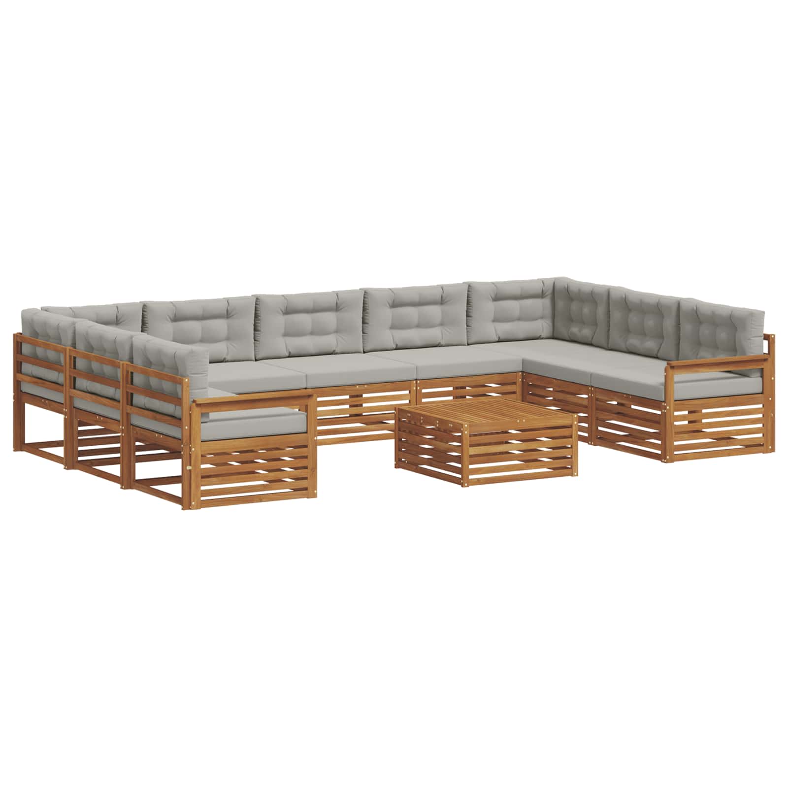 Set di divani da esterno 10 pcs Grigio Naturale e Chiaro | homemem39