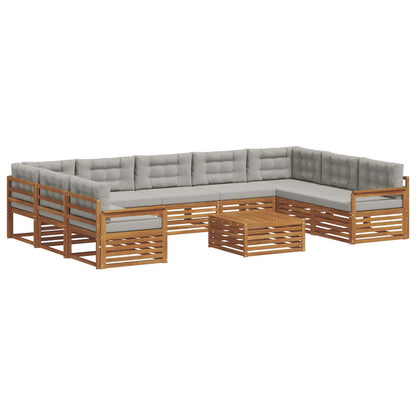 Set di divani da esterno 10 pcs Grigio Naturale e Chiaro | homemem39
