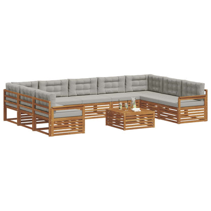 Set di divani da esterno 10 pcs Grigio Naturale e Chiaro | homemem39