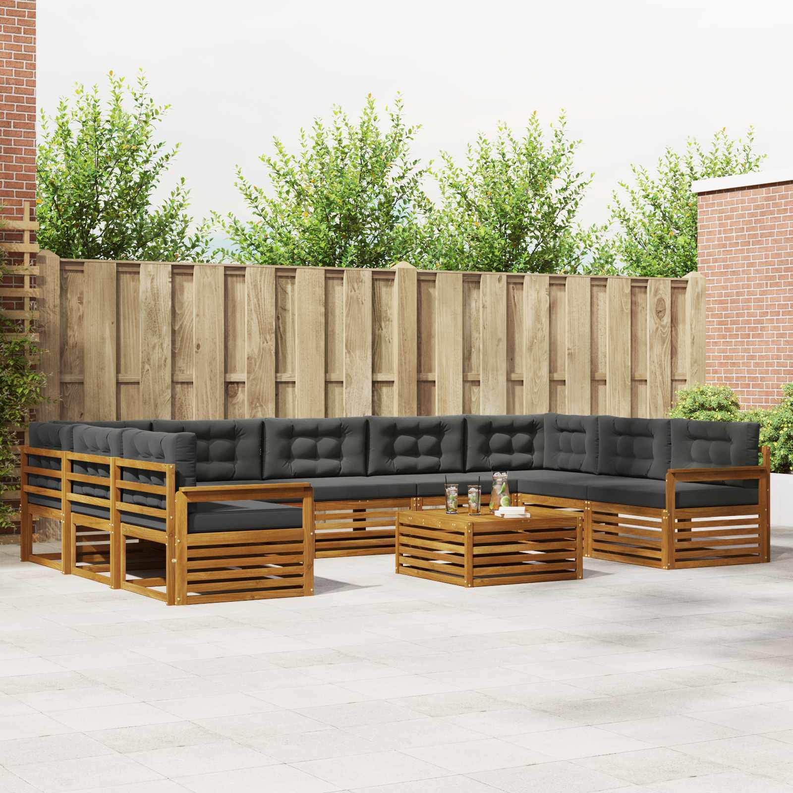 Set di divani da esterno 10 pcs Naturale e Antracite | homemem39