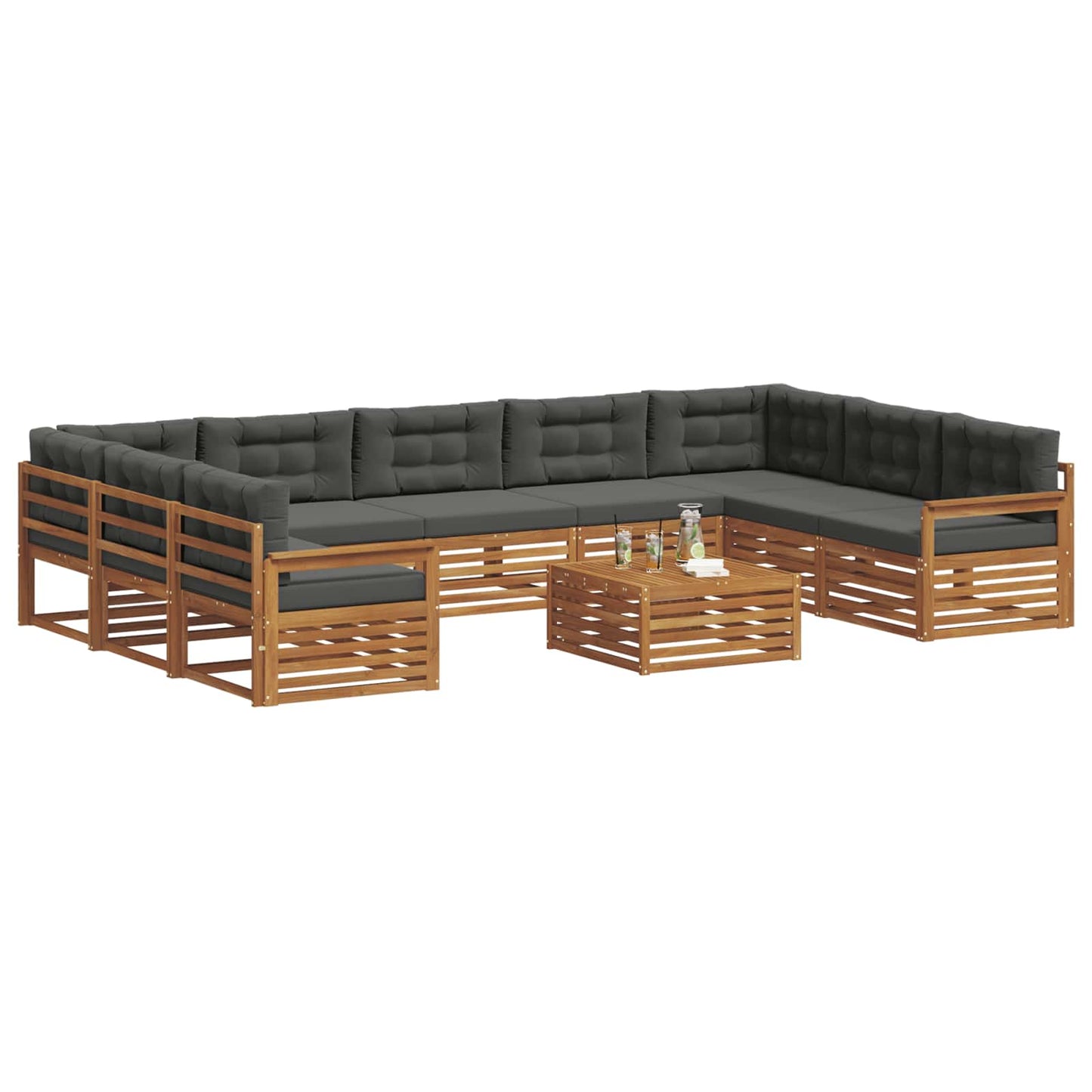 Set di divani da esterno 10 pcs Naturale e Antracite | homemem39