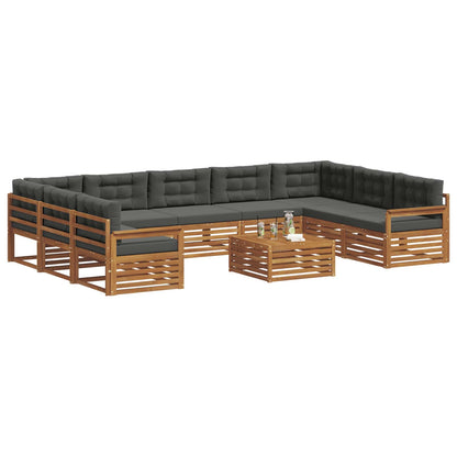 Set di divani da esterno 10 pcs Naturale e Antracite | homemem39