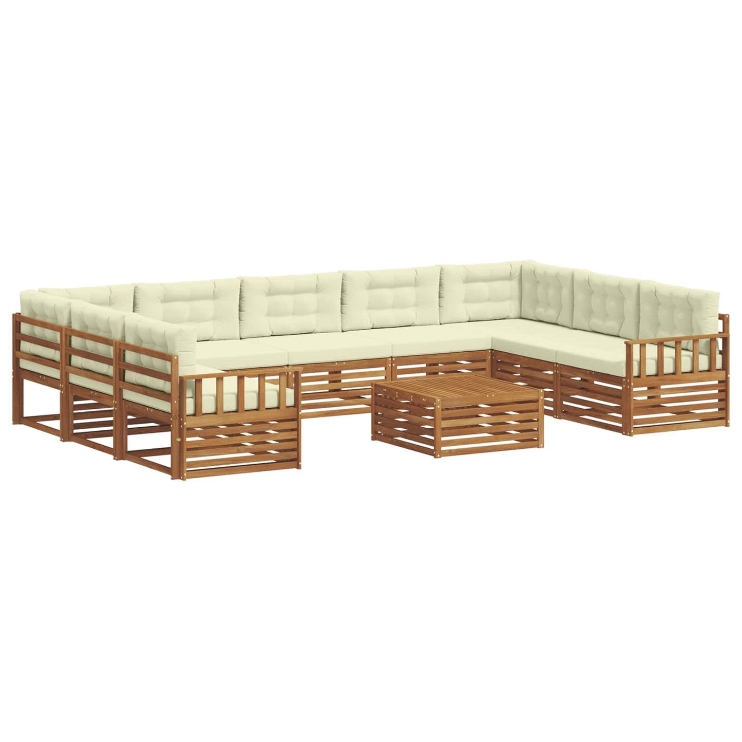 Set di divani da esterno con cuscino 10 pcs Naturale e Crema