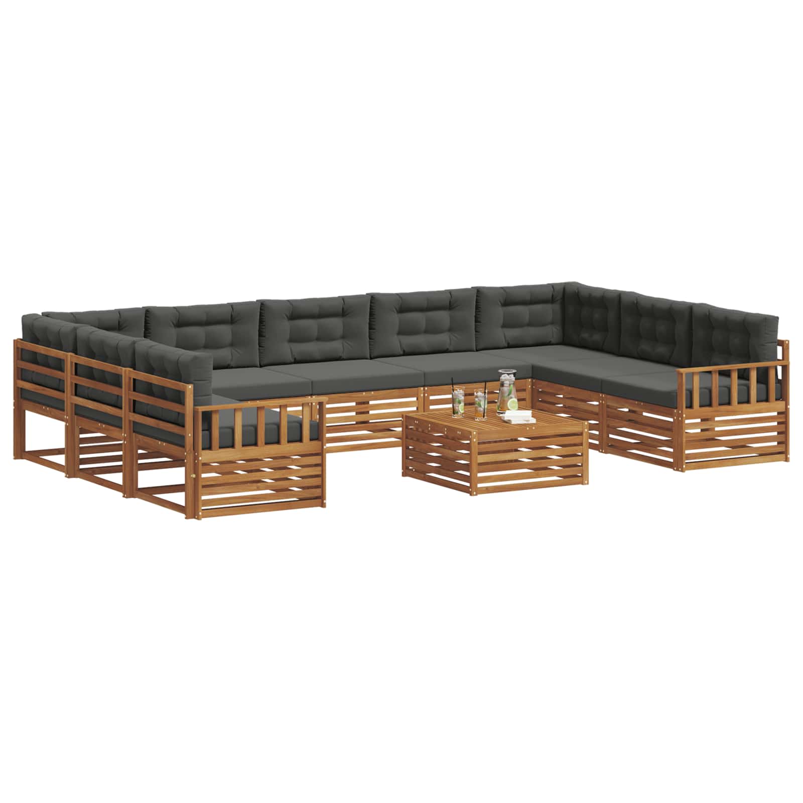 Set di divani da esterno 10 pcs Naturale e Antracite | homemem39