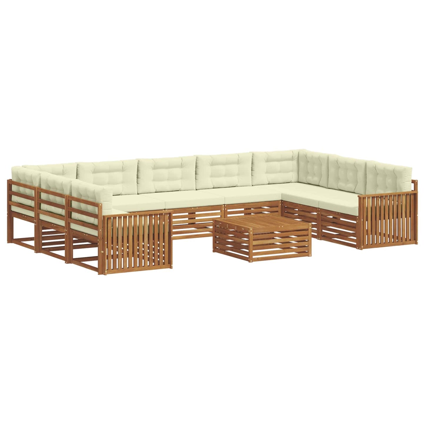 Set di divani da esterno con cuscino 10 pcs Naturale e Crema