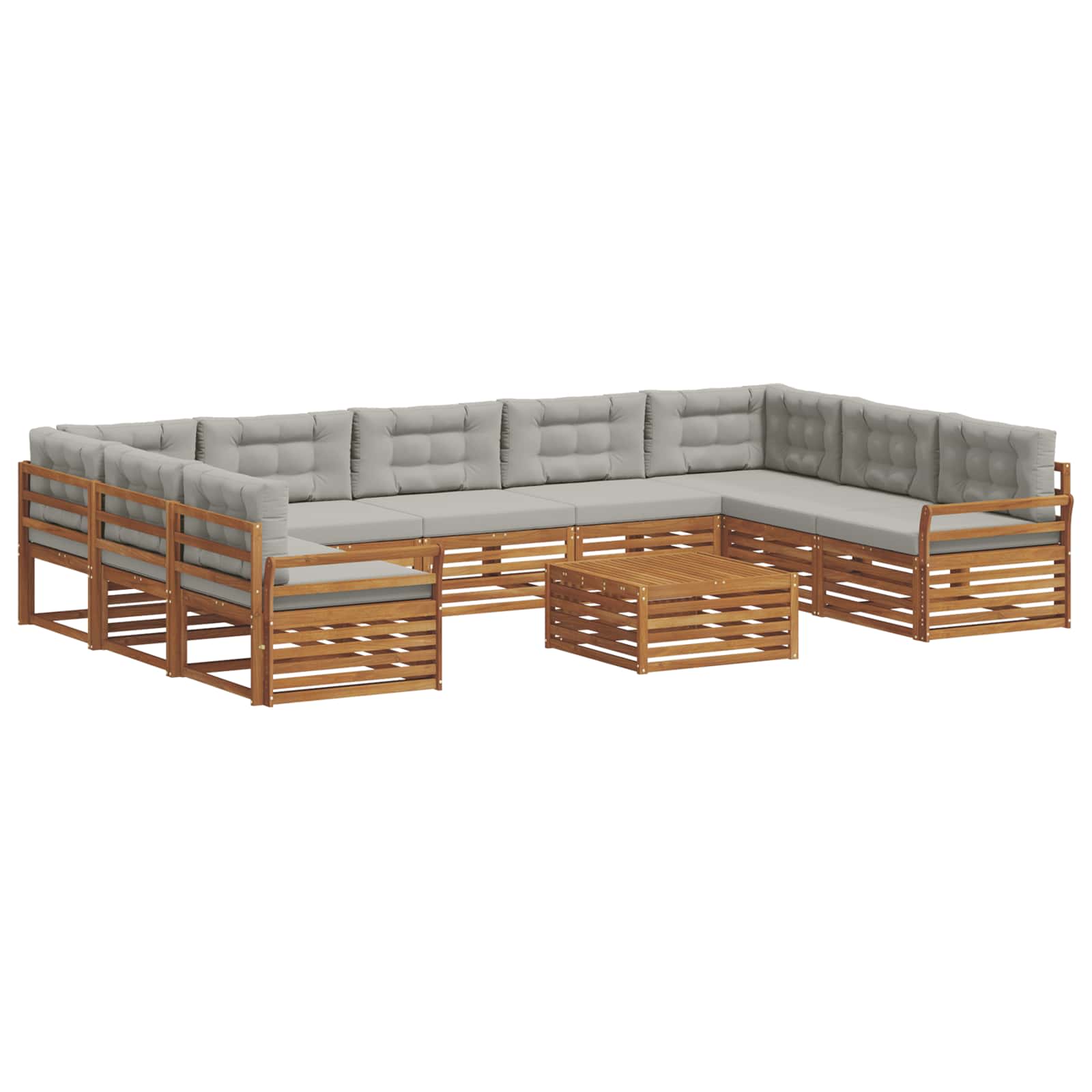 Set di divani da esterno 10 pcs Grigio Naturale e Chiaro | homemem39