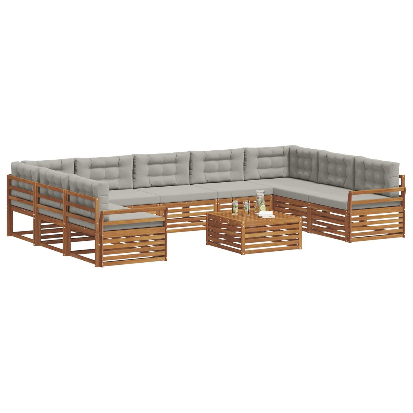 Set di divani da esterno 10 pcs Grigio Naturale e Chiaro | homemem39