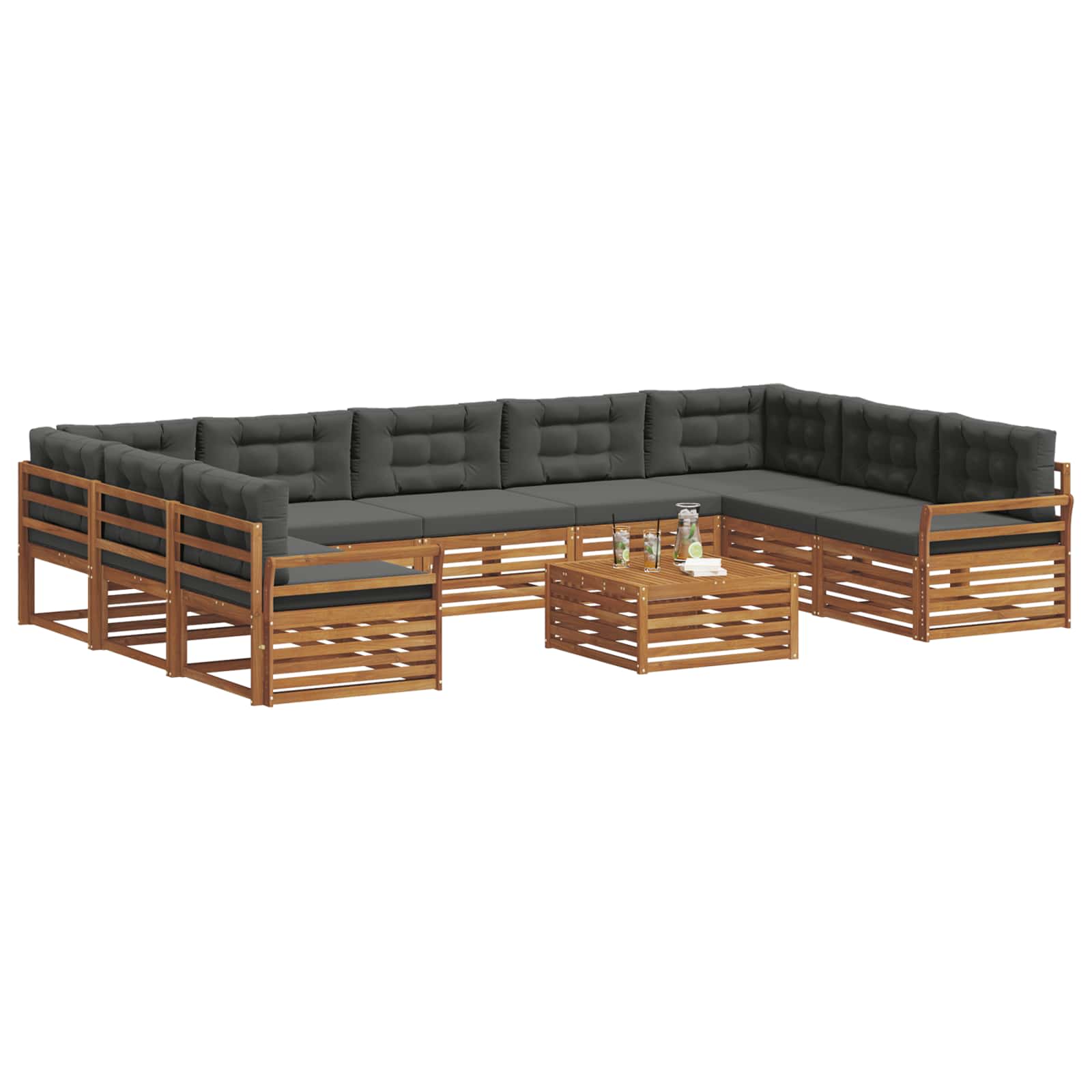 Set di divani da esterno 10 pcs Naturale e Antracite | homemem39