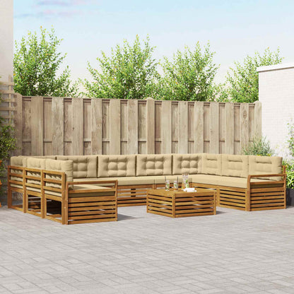 Set di divani da esterno con cuscino 10 pcs Naturale e Beige